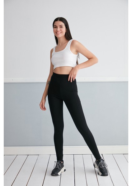 Dikiş Detaylı Yüksek Bel Toparlayıcı Tayt - Siyah Tayt - Yüksek Bel Tayt - Toparlayıcı Tayt fiyatları