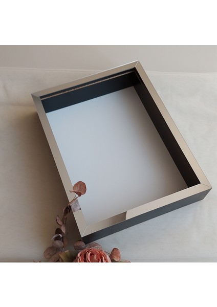 Siyah 30X40 cm Fotoğraf Bölümsüz Yarı Gümüş Isimsiz Ledsiz Gül Saklama Kutusu