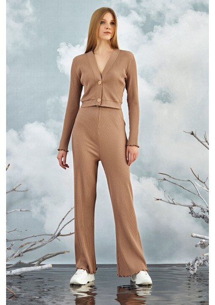 20842 Gizzey Crop Hırka Pantolon Takım