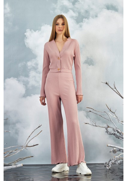20842 Gizzey Crop Hırka Pantolon Takım