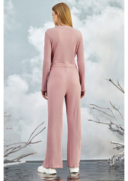 20842 Gizzey Crop Hırka Pantolon Takım