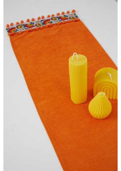 Çiçek Motifli ve Ponponlu Runner 90 x 30,R-64K