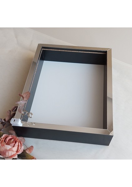 Siyah 30X40 cm Fotoğraf Bölümsüz Yarı Gümüş Isimsiz Ledli Gül Saklama Kutusu fiyatları