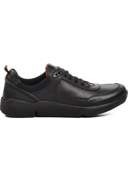 244110-3 Siyah Deri Erkek Casual Ayakkabı