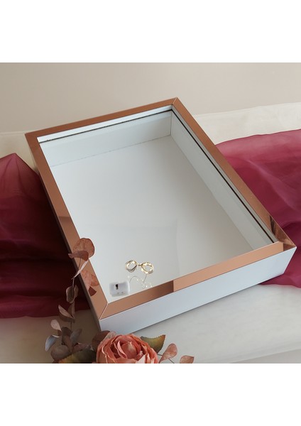 Beyaz 30X40 cm Fotoğraf Bölümsüz Yarı Rose Gold Isimsiz Ledli Gül Saklama Kutusu fiyatları