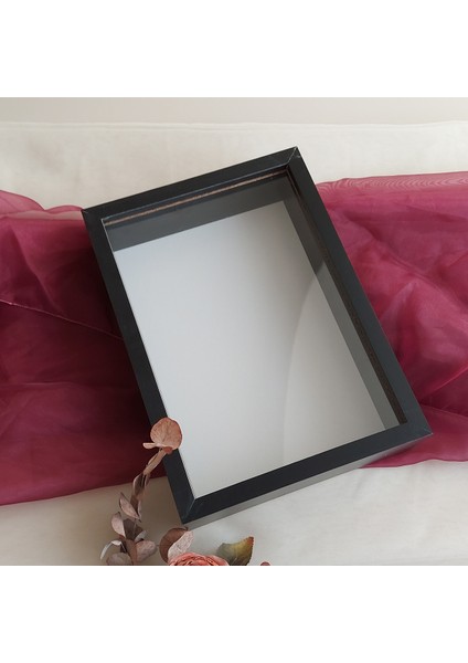 Siyah 25X35 cm Fotoğraf Bölümsüz Isimsiz Ledsiz Gül Saklama Kutusu! Anı Çerçevesi!