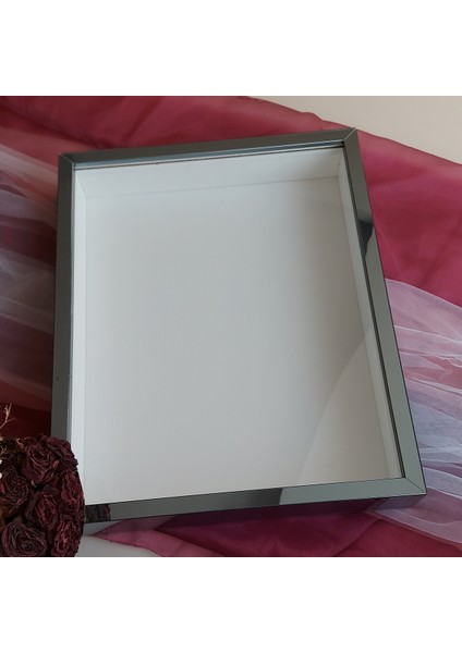 Füme Pleksi Kaplı 40X50 cm Fotoğraf Bölümsüz Isimsiz Ledsiz Gül Saklama Kutusu! Anı Çerçevesi!