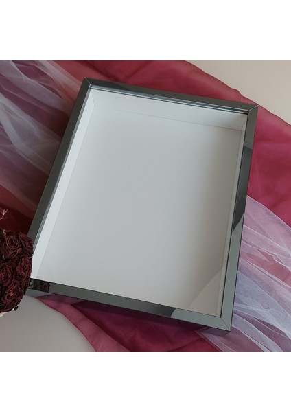 Füme Pleksi Kaplı 40X50 cm Fotoğraf Bölümsüz Isimsiz Ledsiz Gül Saklama Kutusu! Anı Çerçevesi!