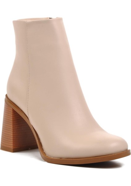 458237 Bej Içi Polarlı Kadın Topuklu Bot