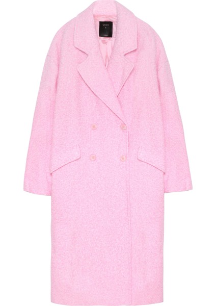 Kırçıllı Oversize Kaban Pembe