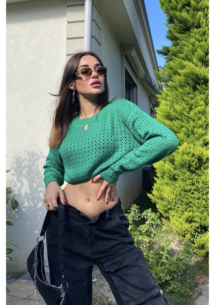 Ajurlu Uzun Kol Crop Kazak indirimleri