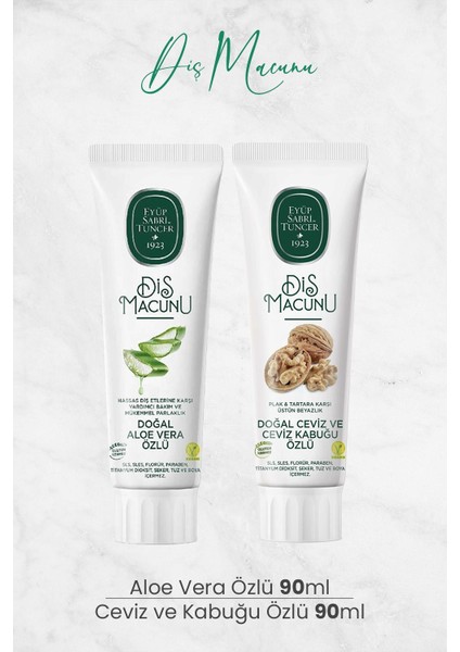 Diş Macunu Aloe Vera Ceviz Ve Kabuğu Özlü 90 Ml