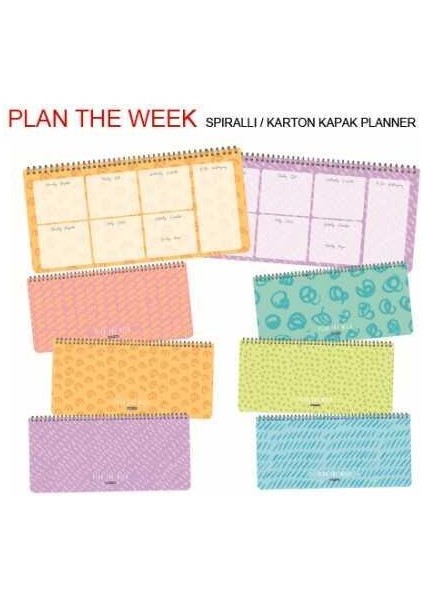 Plan The week Spiralli Karton Kapak Defter 13x37 54 Yaprak