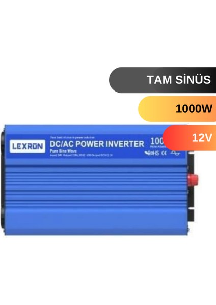 1000 W Watt 12V Tam Sinus Inverter