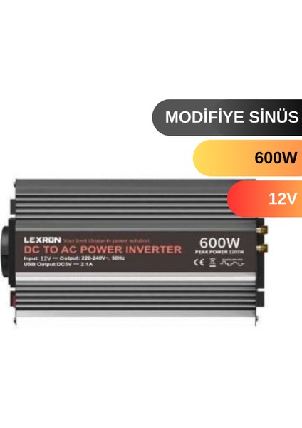 600 W Watt 12V Modifiye Sinus Inverter