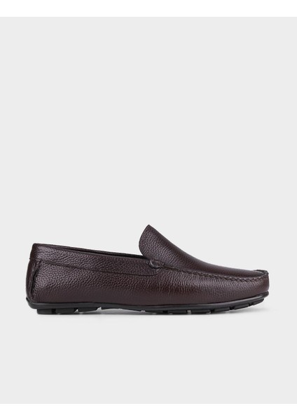 Kauçuk Tabanlı Hakiki Deri Kahverengi Erkek Loafer