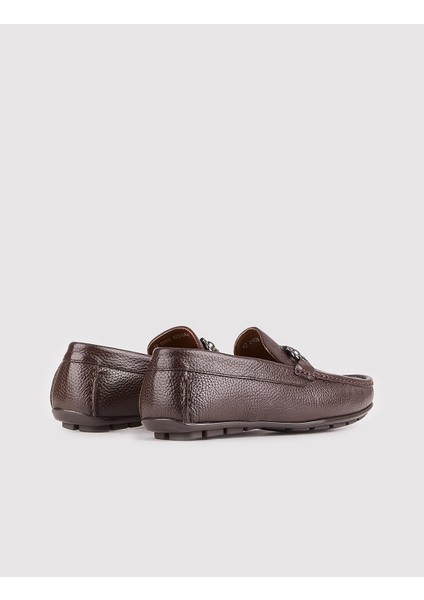 Erkek Deri Toka Detaylı Kahverengi Loafer Ayakkabı modelleri