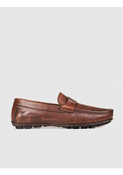 Özel Tasarım Blue Comfort Erkek Gerçek Deri Loafer Ayakkabı 010M8332I Kahve