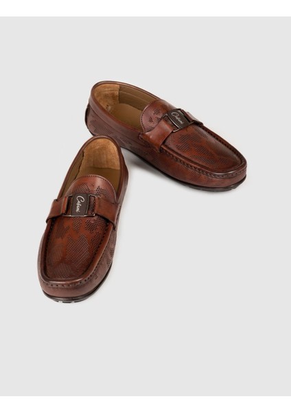 Özel Tasarım Blue Comfort Erkek Gerçek Deri Loafer Ayakkabı 010M8332I Kahve fırsatları