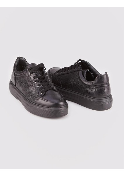 Özel Tasarım Otranto Gerçek Geyik Derisi Sneaker Erkek Ayakkabı 509M1522 Siyah