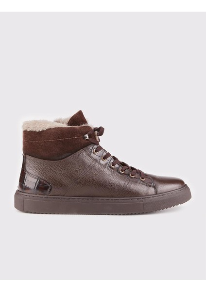 Osaka Gerçek Deri Kürklü Sneaker Erkek Bot 454K1508 Kahve