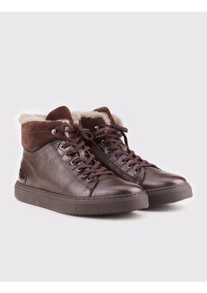 Osaka Gerçek Deri Kürklü Sneaker Erkek Bot 454K1508 Kahve