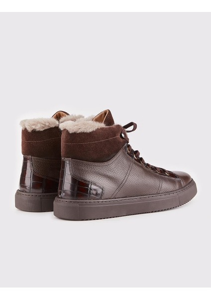 Osaka Gerçek Deri Kürklü Sneaker Erkek Bot 454K1508 Kahve