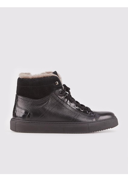 Osaka Gerçek Deri Kürklü Sneaker Erkek Bot 454K1508 Siyah