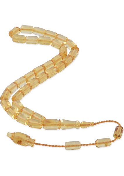 Damla Kehribar Kapsül Kesim 10.8 gr 6 mm Sistemli Lemon Tesbih