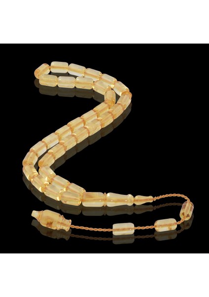 Damla Kehribar Kapsül Kesim 10.8 gr 6 mm Sistemli Lemon Tesbih