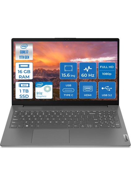 V15 Intel Core I7 1165G7 16GB 1tb SSD Freedos 15.6" Fhd Taşınabilir Bilgisayar 82KB00CBTX013