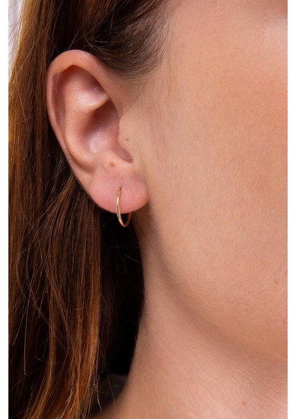 Altın Gizli Kilitli Halka Küpe