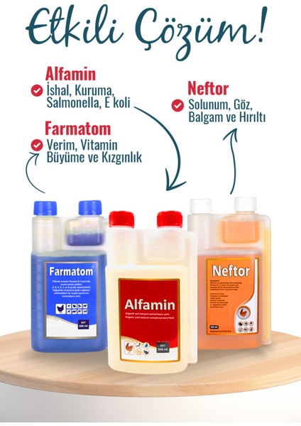 Üçlü Kanatlı (Tavuk. Kuş. Güvercin) Seti Farmatom 500 ml + Neftor 500 Ml+ ALFAMİN500 ml