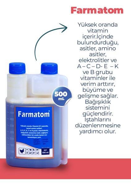 Üçlü Kanatlı (Tavuk. Kuş. Güvercin) Seti Farmatom 500 ml + Neftor 500 Ml+ ALFAMİN500 ml