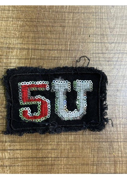 6x9 cm 5 U Harfli ve Rakamlı Kot Tiftikli Arma Yama Dikiş Hobi Aksesuarı