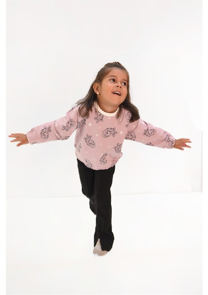 Kız Çocuk Baskılı Oversize Sweatshirt fiyatları