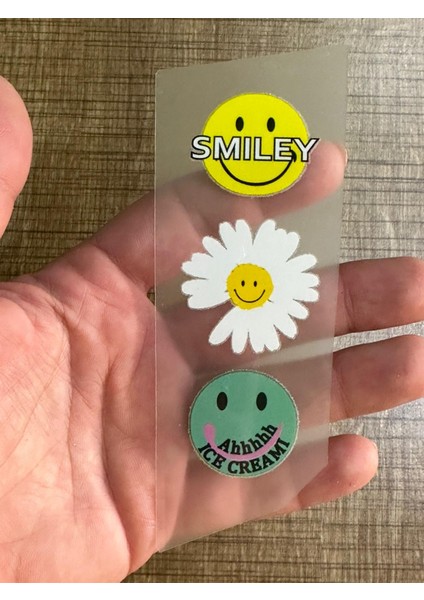 10X4 cm Ütü Ile Yapışan Smile Papatya Transfer Baskı Tişört Baskı Arma