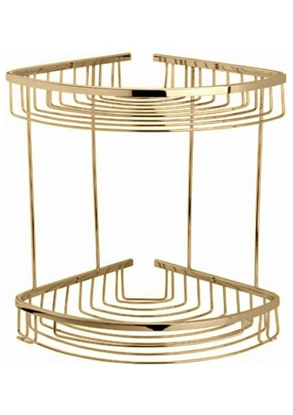 Paslanmaz Pirinç Destina 2 Katlı 22 x 22 cm Şampuanlık Köşe Süngerlik Altın Gold fırsatları