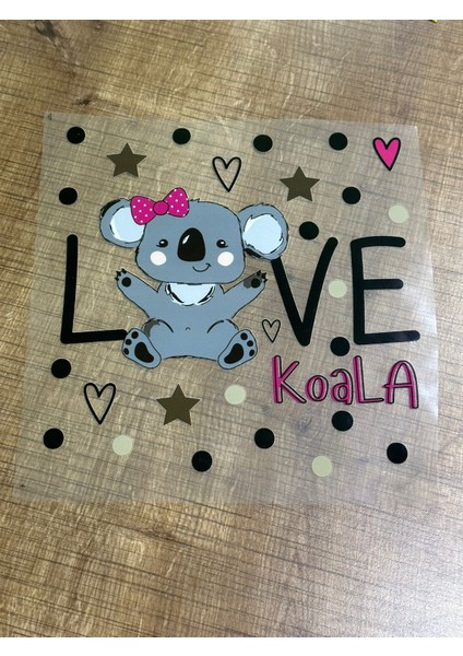 22X23 cm Ütü Ile Yapışan Love Yazılı Ayı Transfer Baskı Arma Tişört Baskı