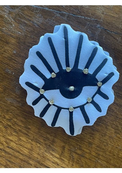 11X9 cm 3 Boyutlu Kabartma Taşlı Göz Aplike Arm Yama Dikiş