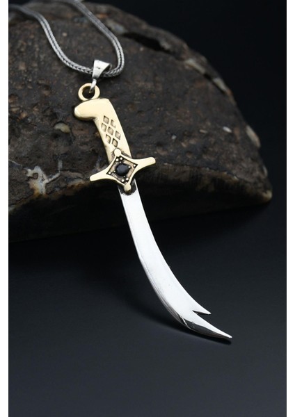 Gümüş Zülfikar Kılıç Figürlü 925 Ayar Erkek Gümüş Kolye Zincir fiyatları