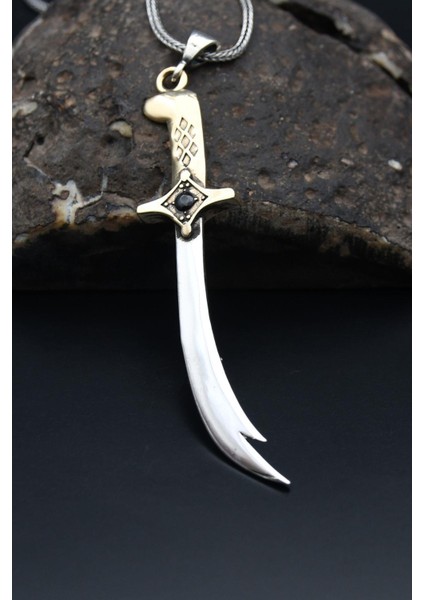 Gümüş Zülfikar Kılıç Figürlü 925 Ayar Erkek Gümüş Kolye Zincir modelleri