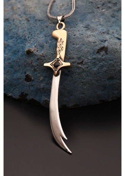 Gümüş Zülfikar Kılıç Figürlü 925 Ayar Erkek Gümüş Kolye Zincir indirimleri