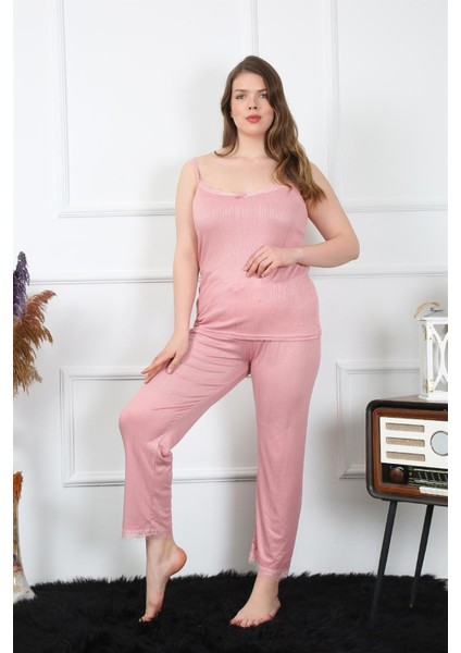 Kadın Büyük Beden Pudra Ip Askılı Pijama Takım 202195 modelleri