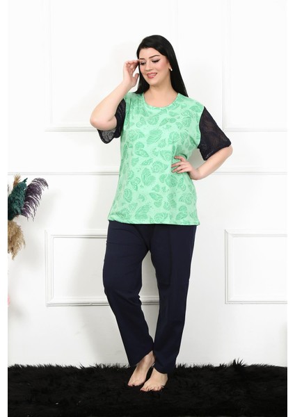 Kadın 5xl-6xl-7xl-8xl Büyük Beden Kısa Kol Pijama Takım 75004