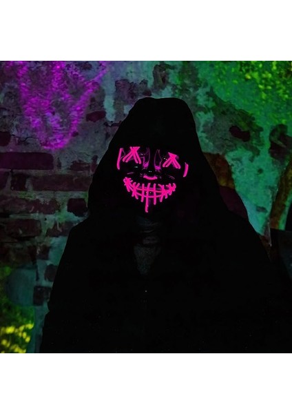 Halloween Maske Neon Fuşya Işıklı