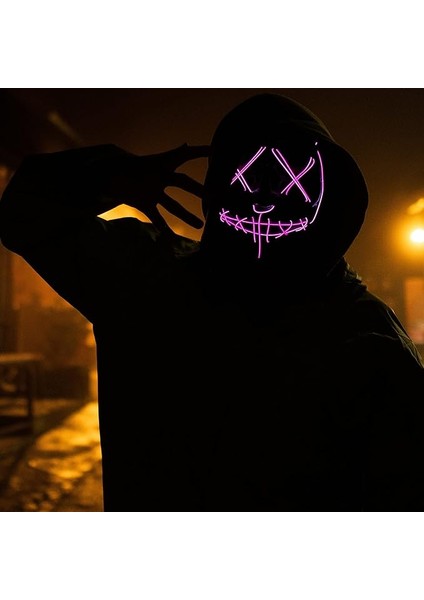 Halloween Maske Neon Fuşya Işıklı