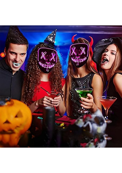 Halloween Maske Neon Fuşya Işıklı