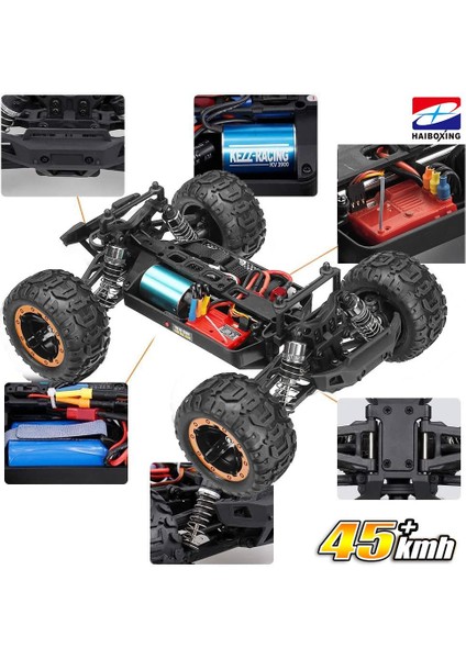 Haıboxıng Rc 1/16 Destroyer 45KM+ Sürat Uzaktan Kumandalı Model Rc Model Araba Rtr Elektrikli 4WD Brushless Fırçasız Truggy Truck (Yeşil) + 1000 Mah 7.4V 2s 30C Lipo Batarya