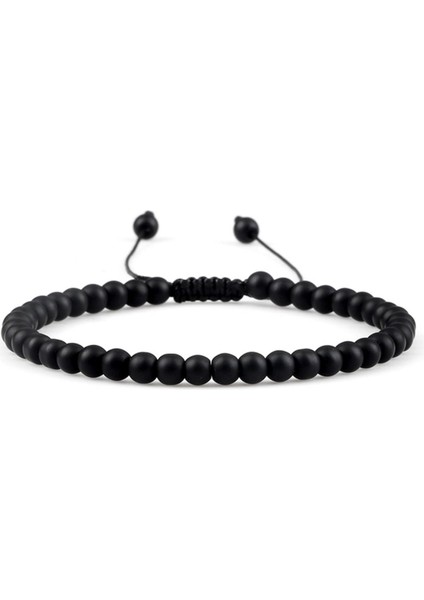 Mat Siyah Oniks Doğal Taş Erkek Bileklik